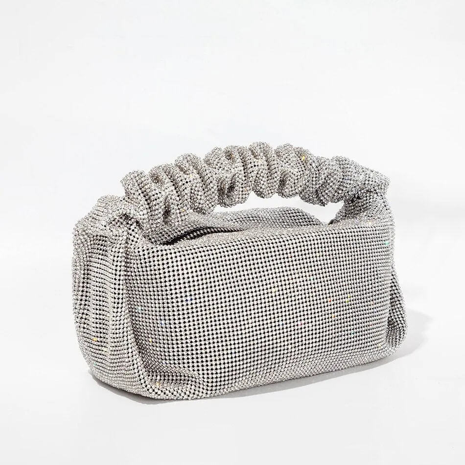 Shiny Rhinestone Evening Clutch Purses Women Trending 2022 New Elegant Fold Handle Luxury Crystal Wedding Handbags High Quality