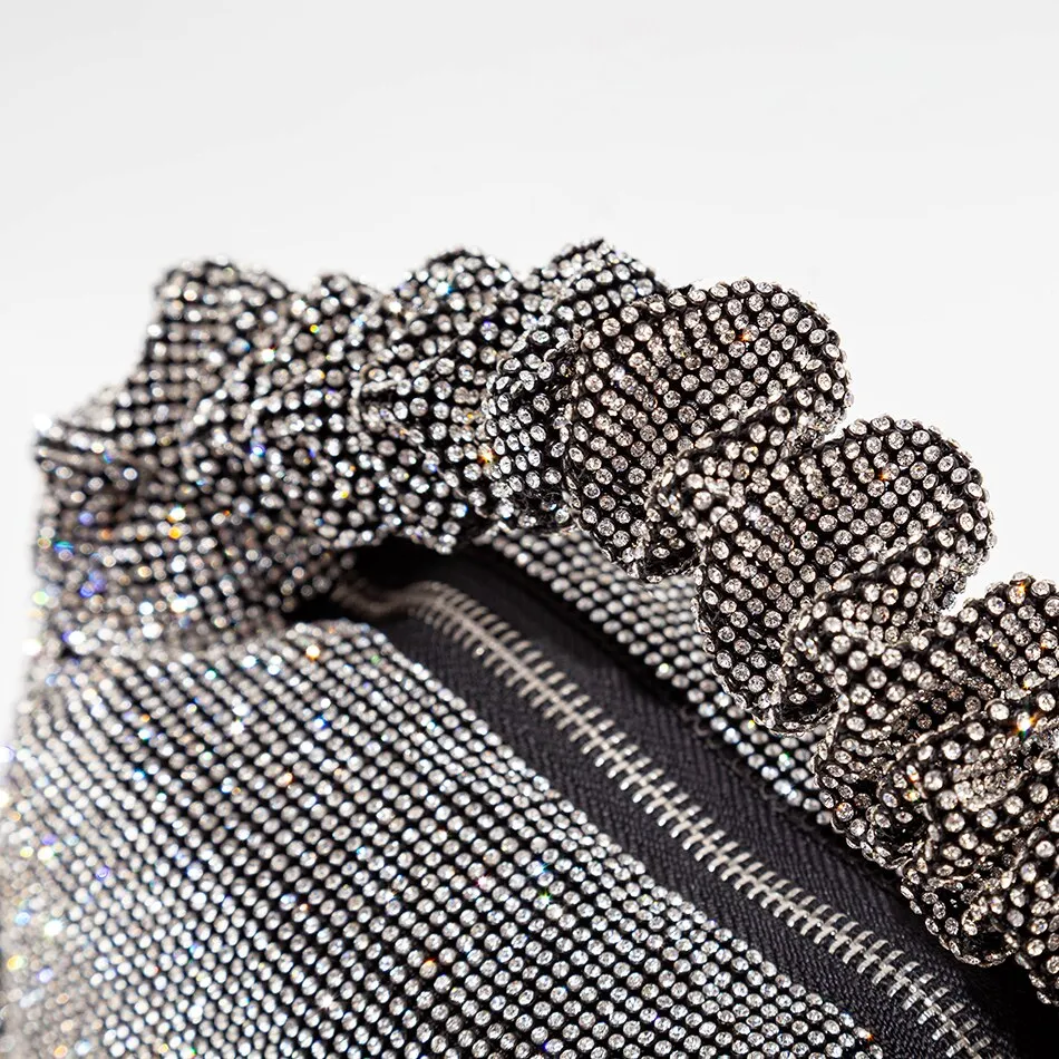 Shiny Rhinestone Evening Clutch Purses Women Trending 2022 New Elegant Fold Handle Luxury Crystal Wedding Handbags High Quality