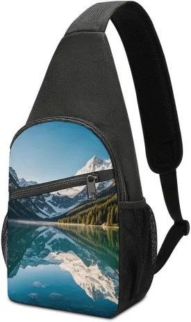 Sling Bag Alpine Lake Crossbody Bag Sling Backpack Chest Bag Casual Daypack for Travel Hiking