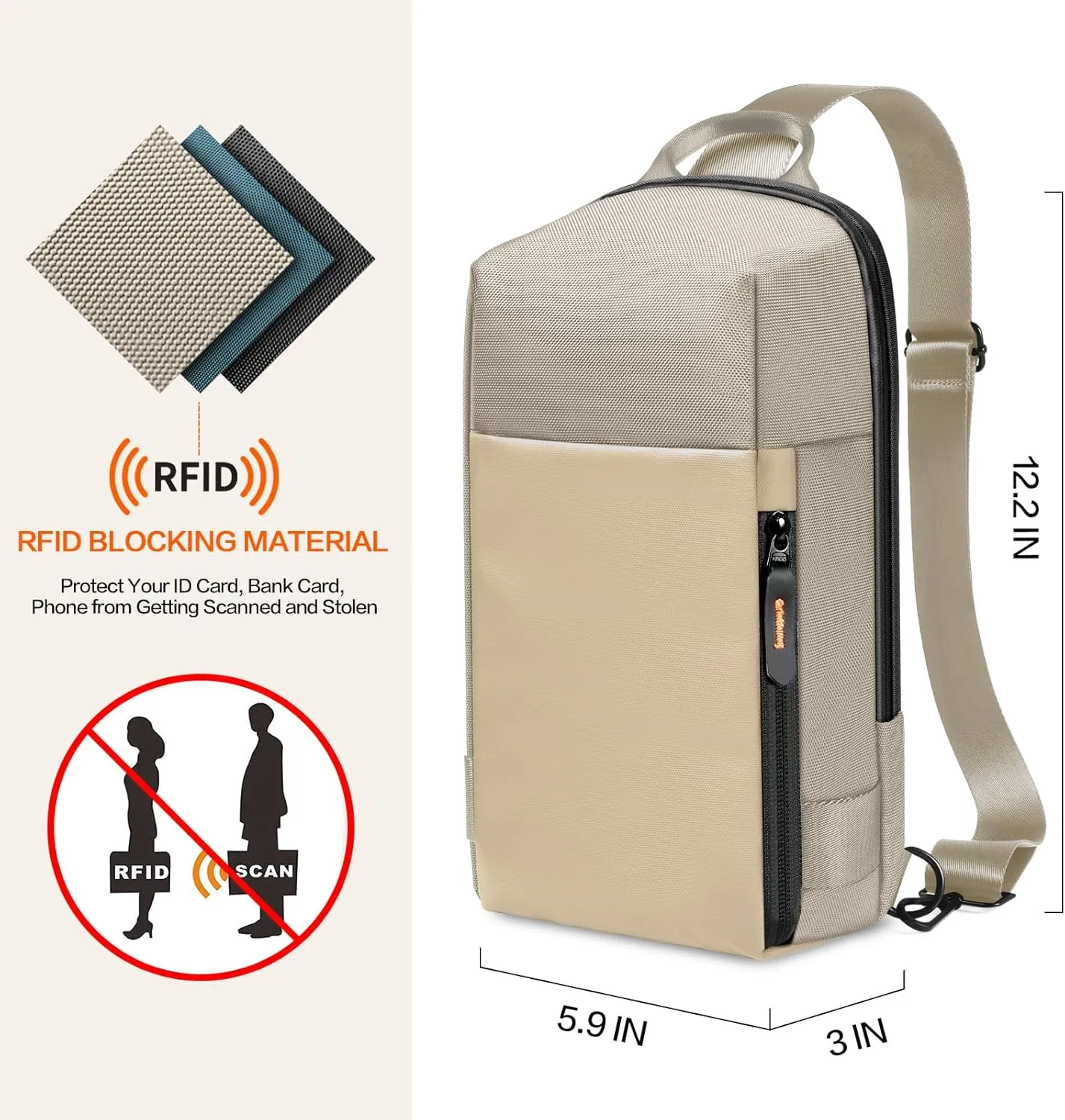 Sling Bag for Men, Crossbody Bag Sling Shoulder Backpack Waterproof Daypack Chest Bag for Work Travel