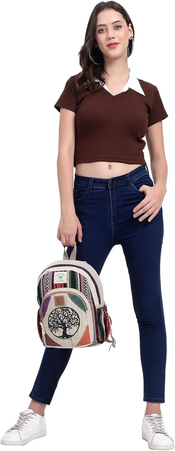 Small Lightweight Daypack Backpack Handmade Himalayan Hemp Bohemain Travel, Hiking, Purse