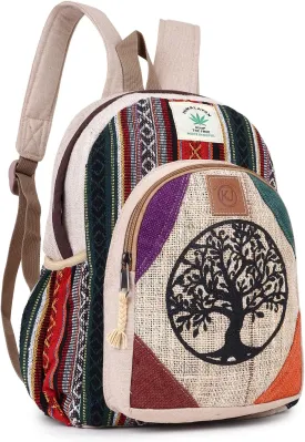 Small Lightweight Daypack Backpack Handmade Himalayan Hemp Bohemain Travel, Hiking, Purse