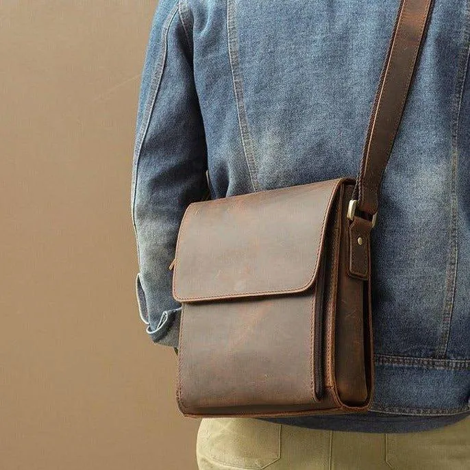 Small Messenger Bag Crossbody Leather for Men