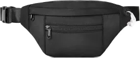 Telena Crossbody Fanny Pack for Women Men Fashion Waist Pack Belt Bag with 4-Zipper Pockets for Hiking Running Travel, Black