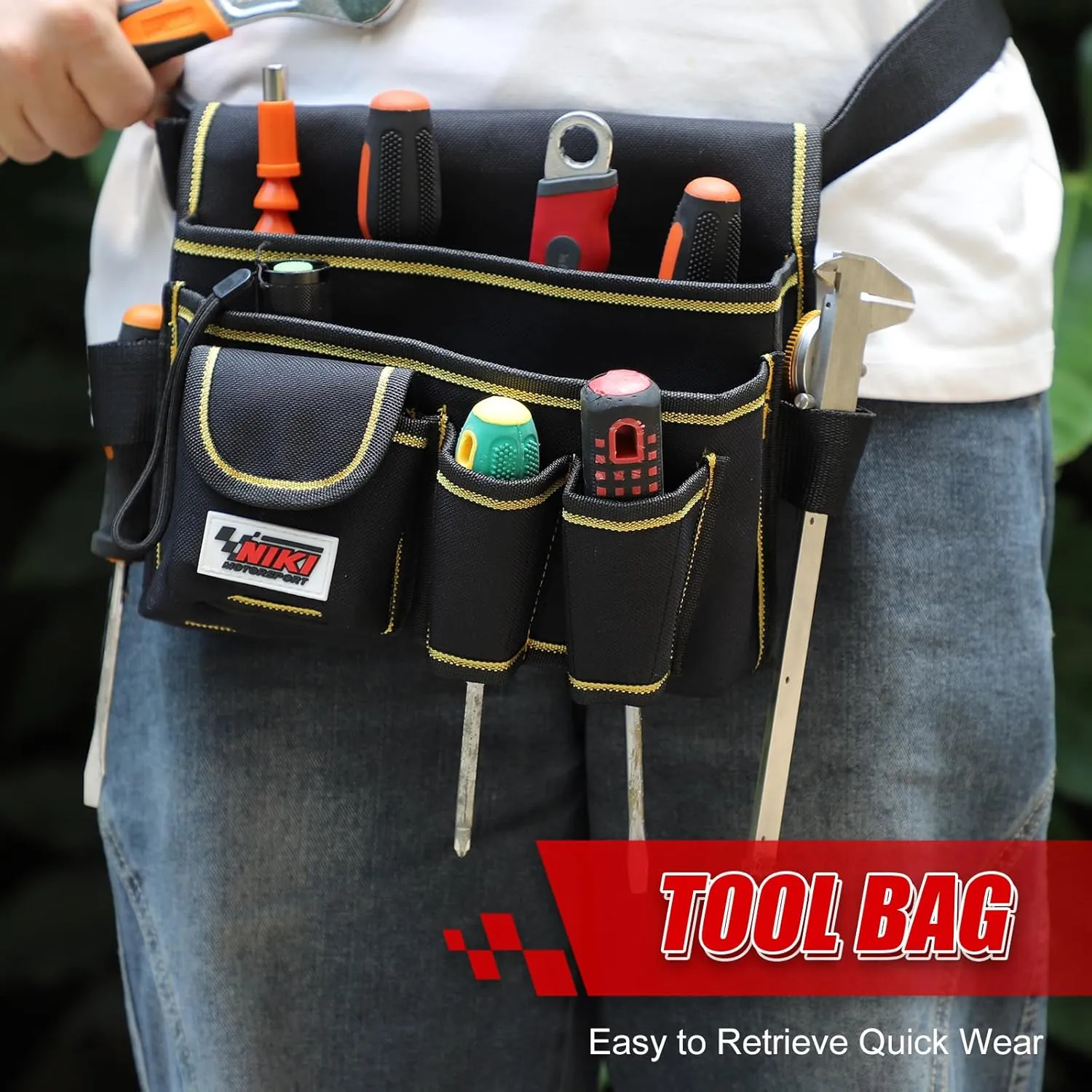 Tool Bag,Detachable & Adjustable Tool Pouch belt for Repairmen,Electrician,Carpenter,Construction,Work Apron (12 pockets)