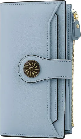 Travelambo Wallets Women RFID Large Capacity Luxury Waxed Leather Clutch Wallet Multi Card Organizer