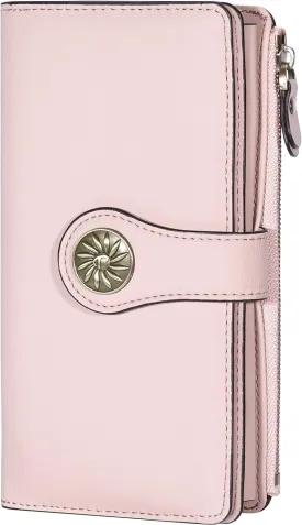 Travelambo Women's Wallet RFID Blocking Trifold Clutch Large Capacity Credit Card Holder Travel Purse