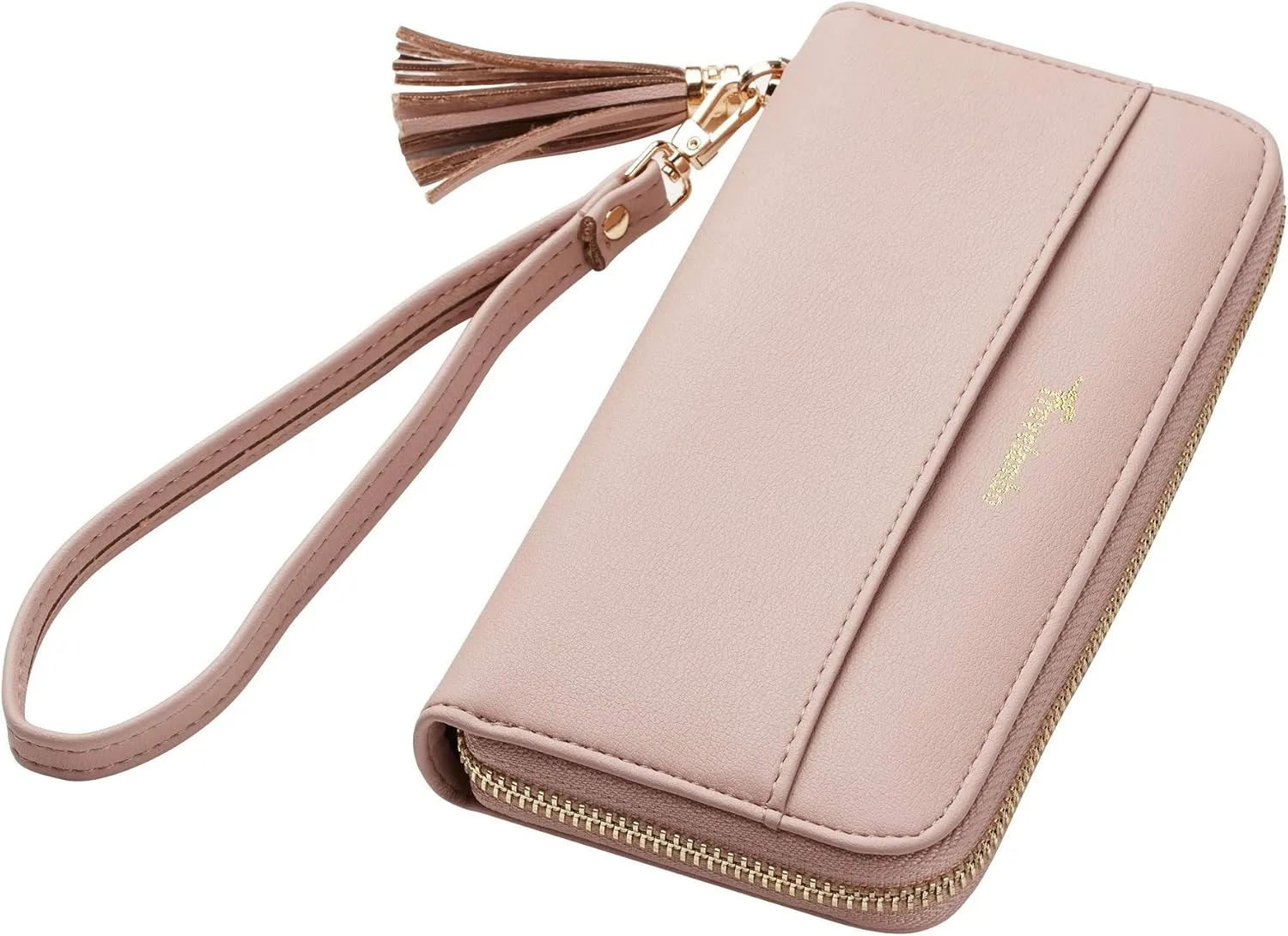 Travelambo Womens Wallet Tassel Bifold Ladies Cluth Wristlet Wrist strap Long Purse