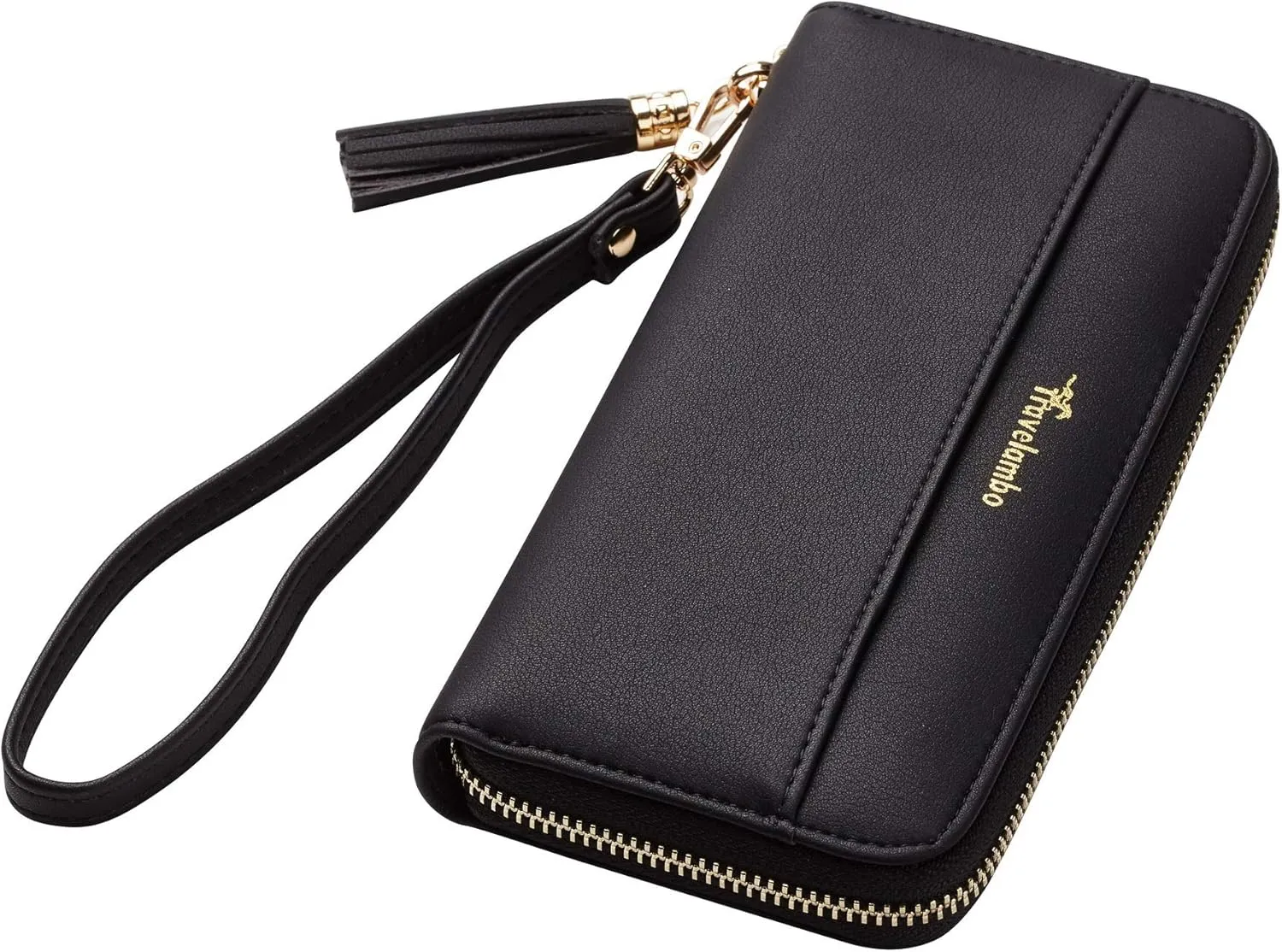 Travelambo Womens Wallet Tassel Bifold Ladies Cluth Wristlet Wrist strap Long Purse