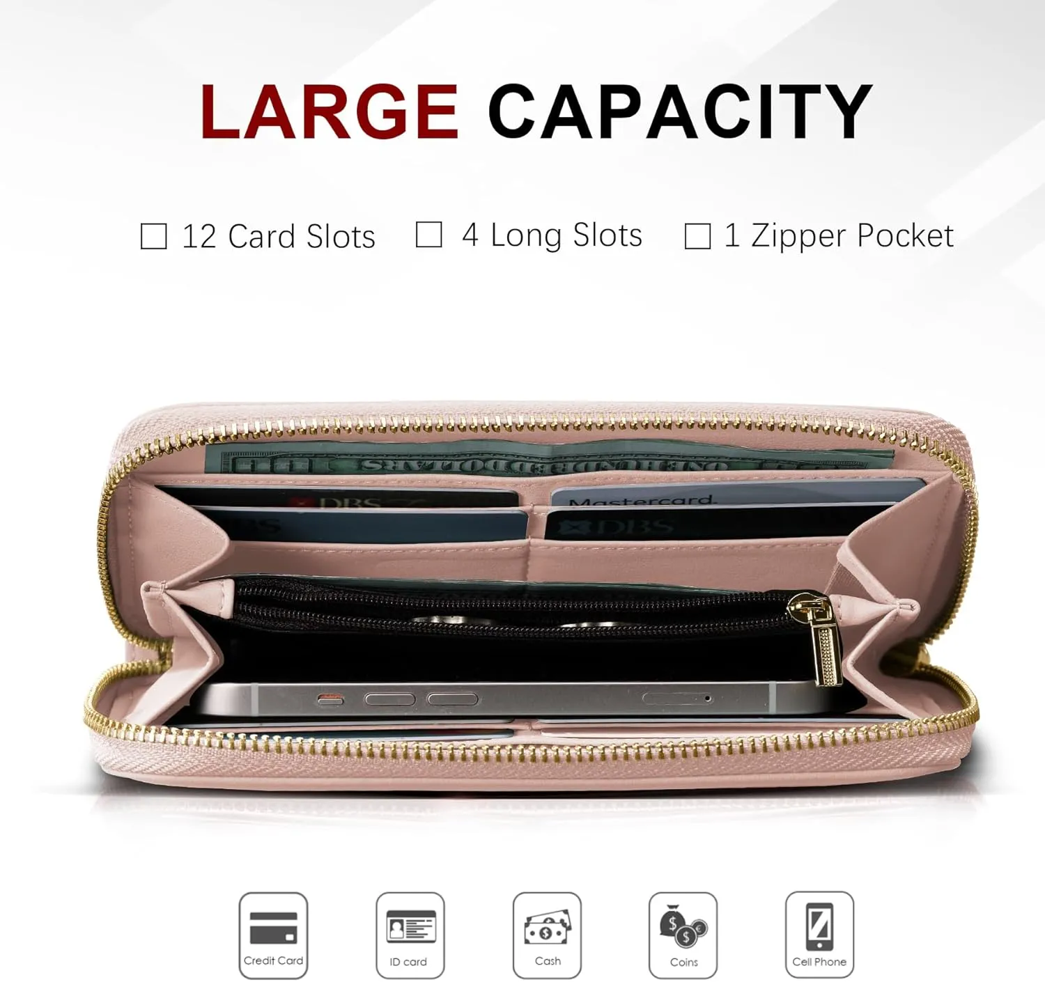 Travelambo Womens Wallet Tassel Bifold Ladies Cluth Wristlet Wrist strap Long Purse