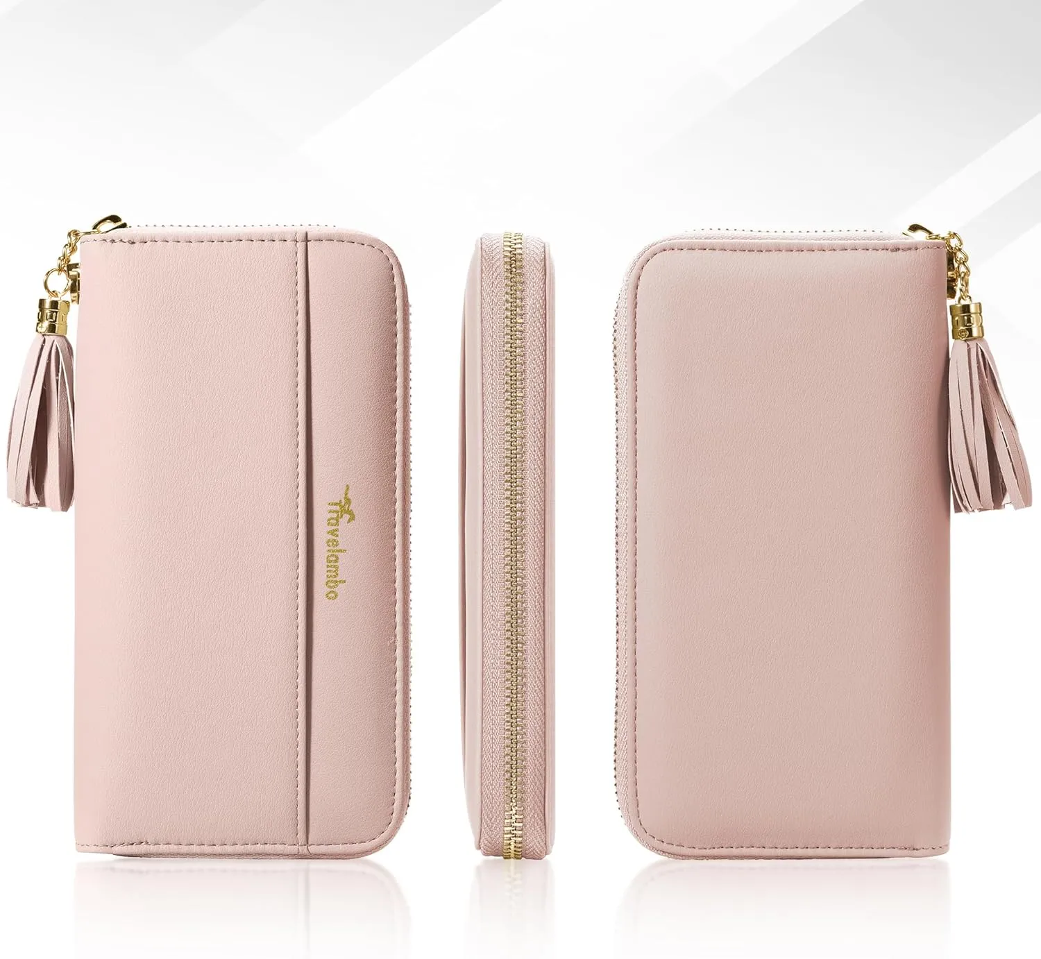 Travelambo Womens Wallet Tassel Bifold Ladies Cluth Wristlet Wrist strap Long Purse