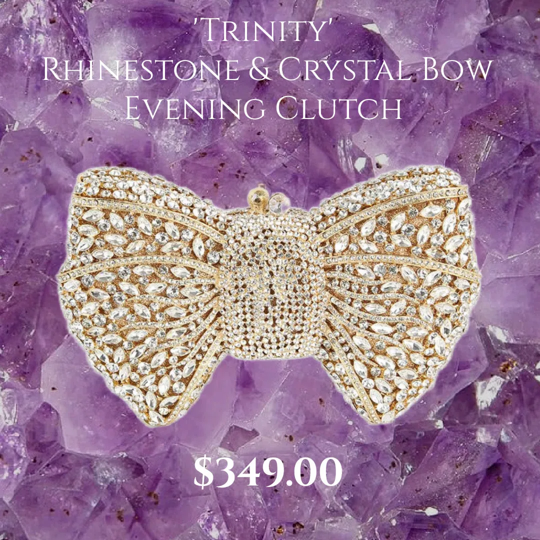 'Trinity' Rhinestone & Crystal Bow Evening Clutch