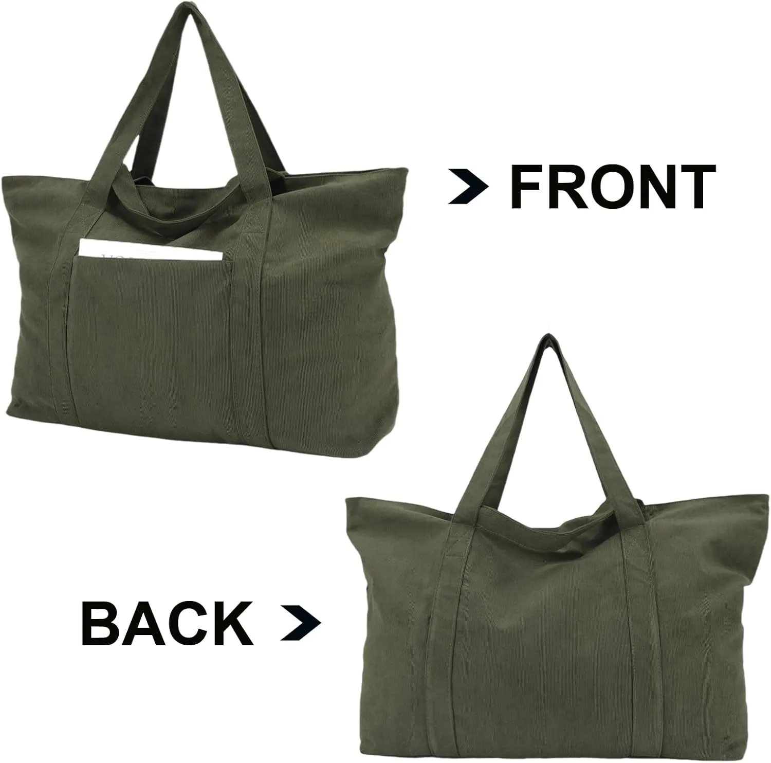 UERRUAM Huge Weekender Bag for Women Extra Large Corduroy Tote for 5 Nights Clothe,Overnight Travel,Road Trip,Beach,Grocery