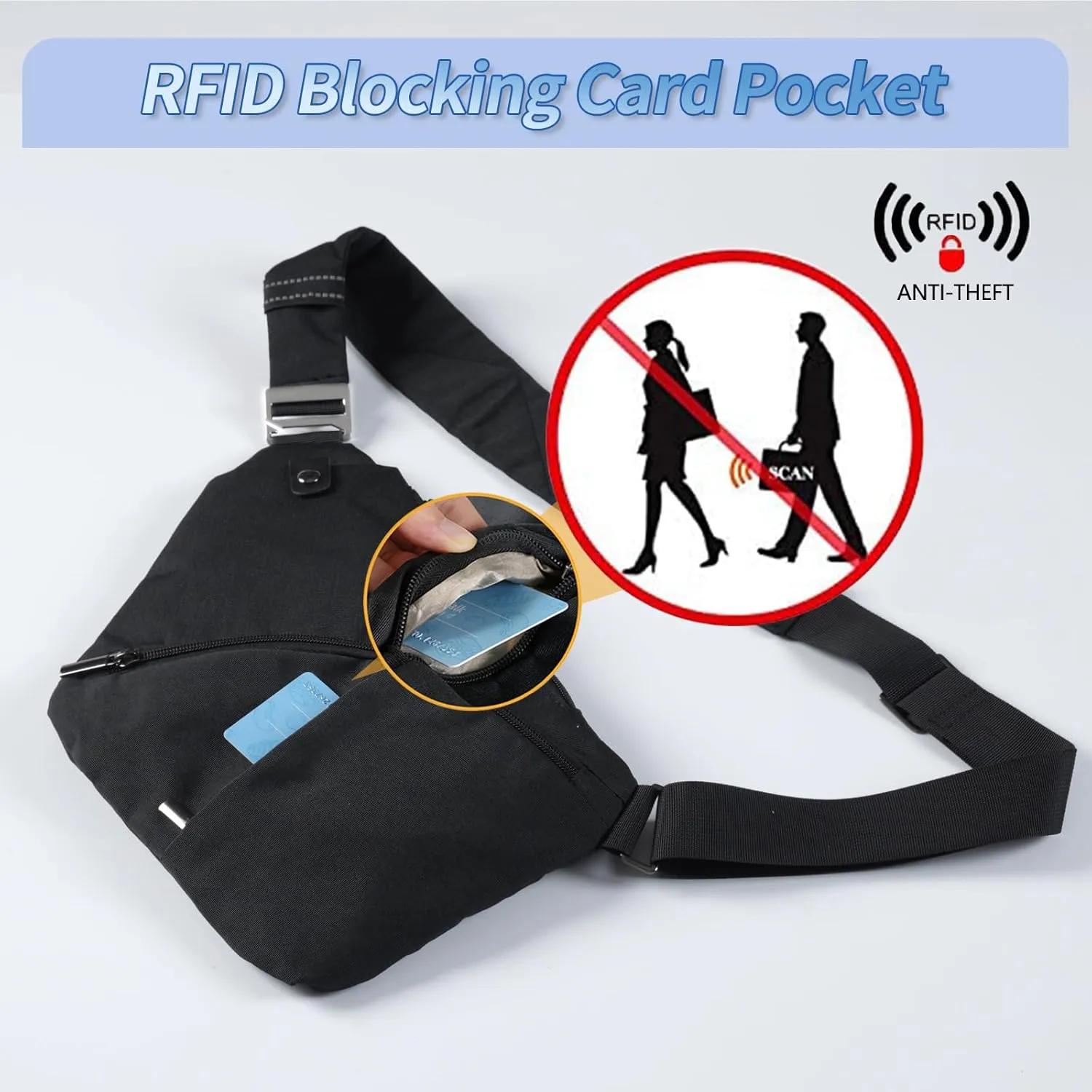 VADOO Anti-theft Crossbody Bags for Women, Shoulder Sling Bag for Men Lightweight Chest Bag for Travel Sport