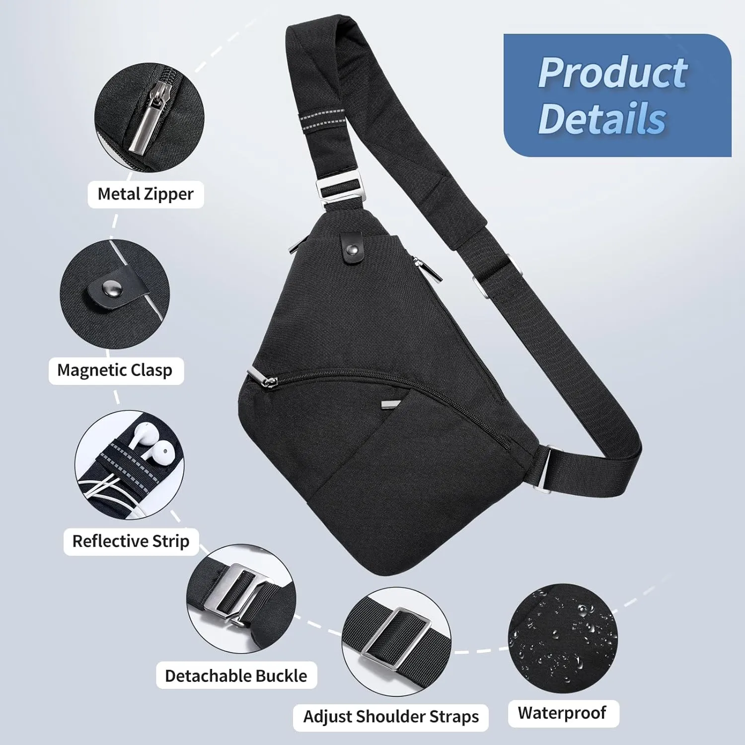 VADOO Anti-theft Crossbody Bags for Women, Shoulder Sling Bag for Men Lightweight Chest Bag for Travel Sport