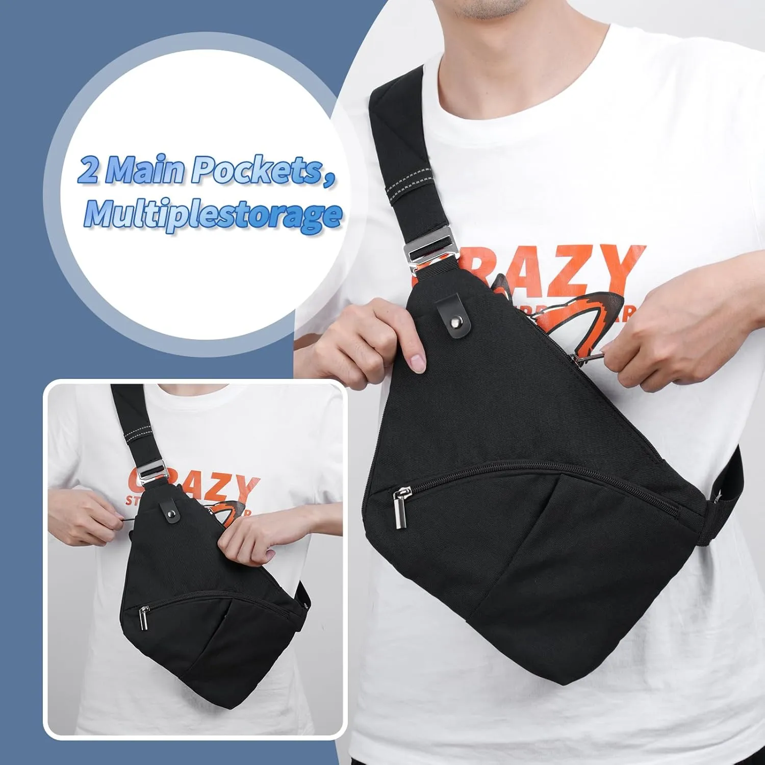 VADOO Anti-theft Crossbody Bags for Women, Shoulder Sling Bag for Men Lightweight Chest Bag for Travel Sport