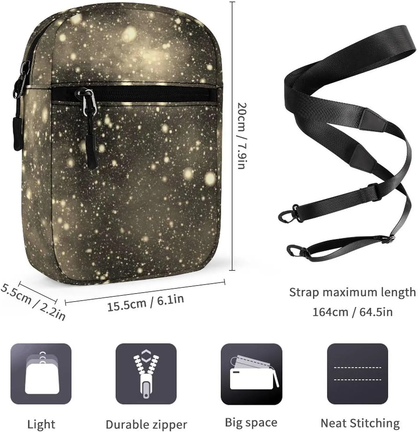 Vintage Universe, Nebula Night Starry Sky Rainbow Glittering Galaxy Adjustable Fanny Waist Pack Pouch, Waterproof Crossbody Runners Bag Wallet for Gym Hiking Fitness Women Men 6.1 x 2.2 x 7.9 inch