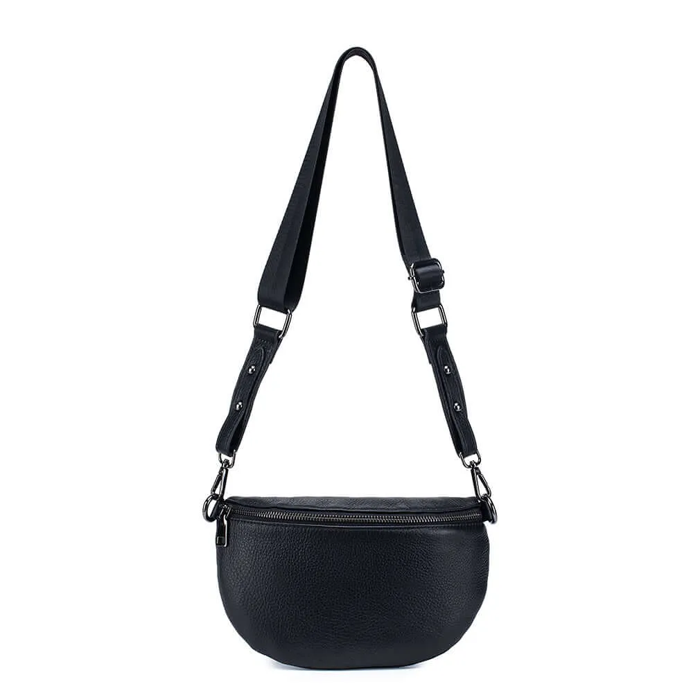 Women's Leather Bum Bag NZ - Versatile Black Crossbody Bag