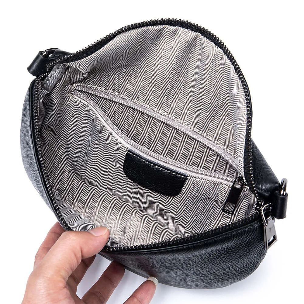 Women's Leather Bum Bag NZ - Versatile Black Crossbody Bag