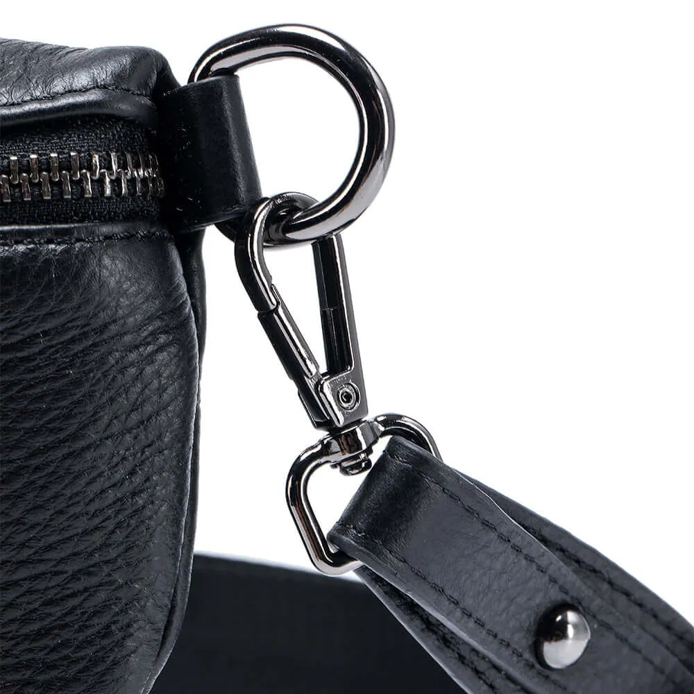 Women's Leather Bum Bag NZ - Versatile Black Crossbody Bag