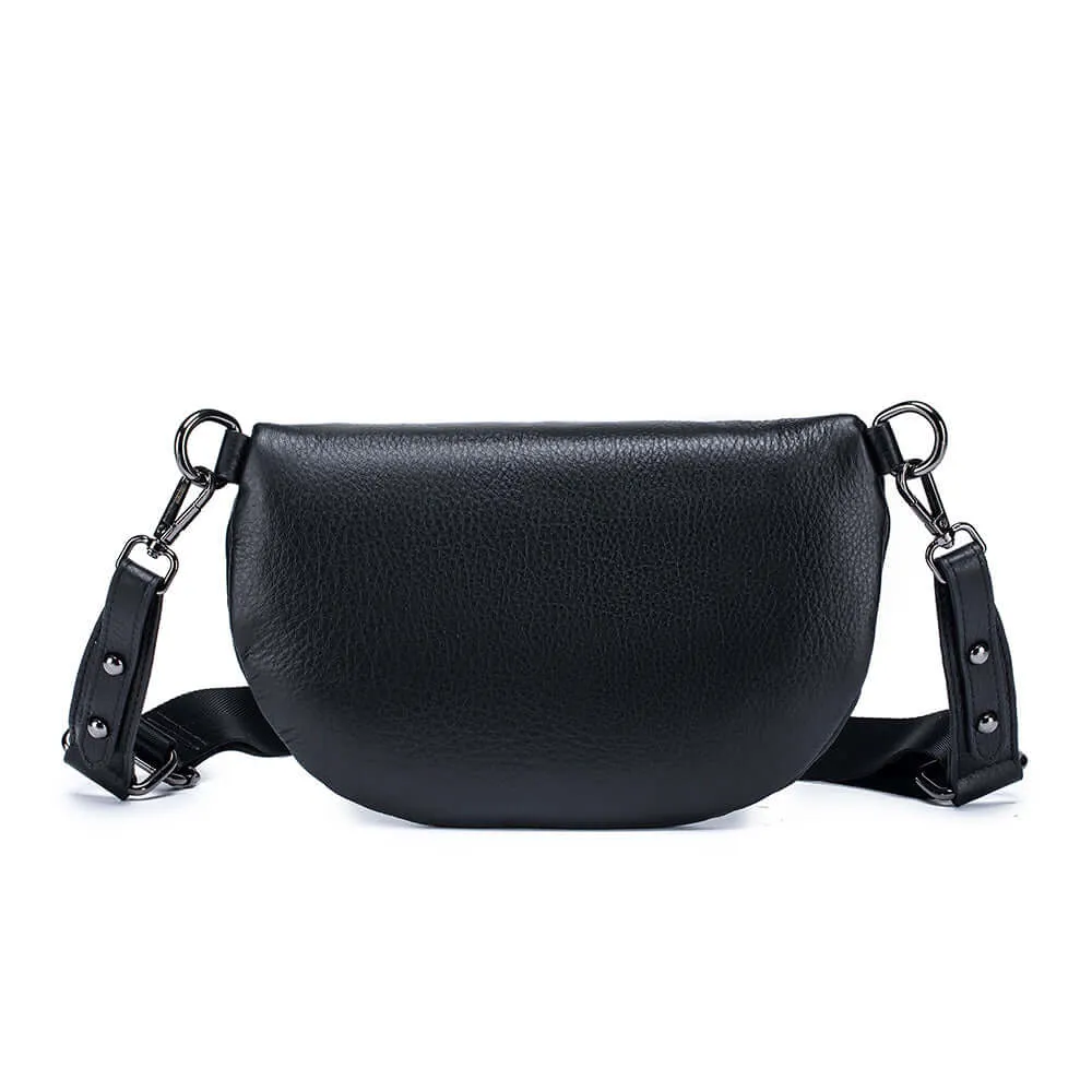 Women's Leather Bum Bag NZ - Versatile Black Crossbody Bag