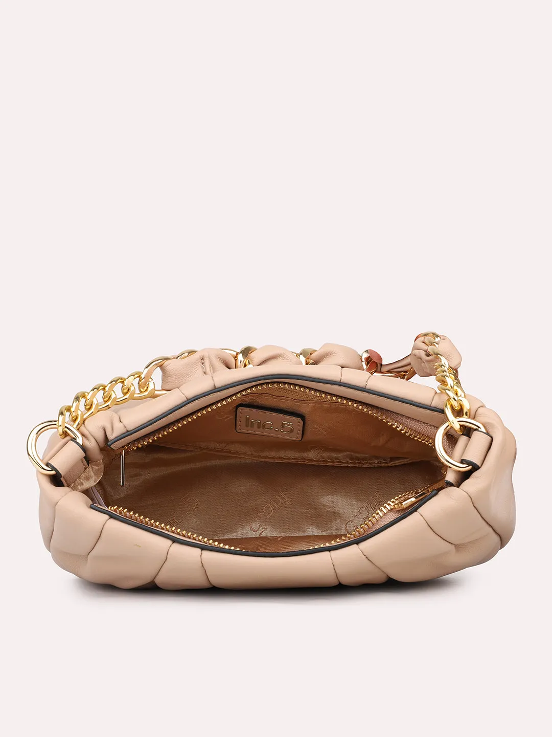 Womens Peach Embellished Sling Bag