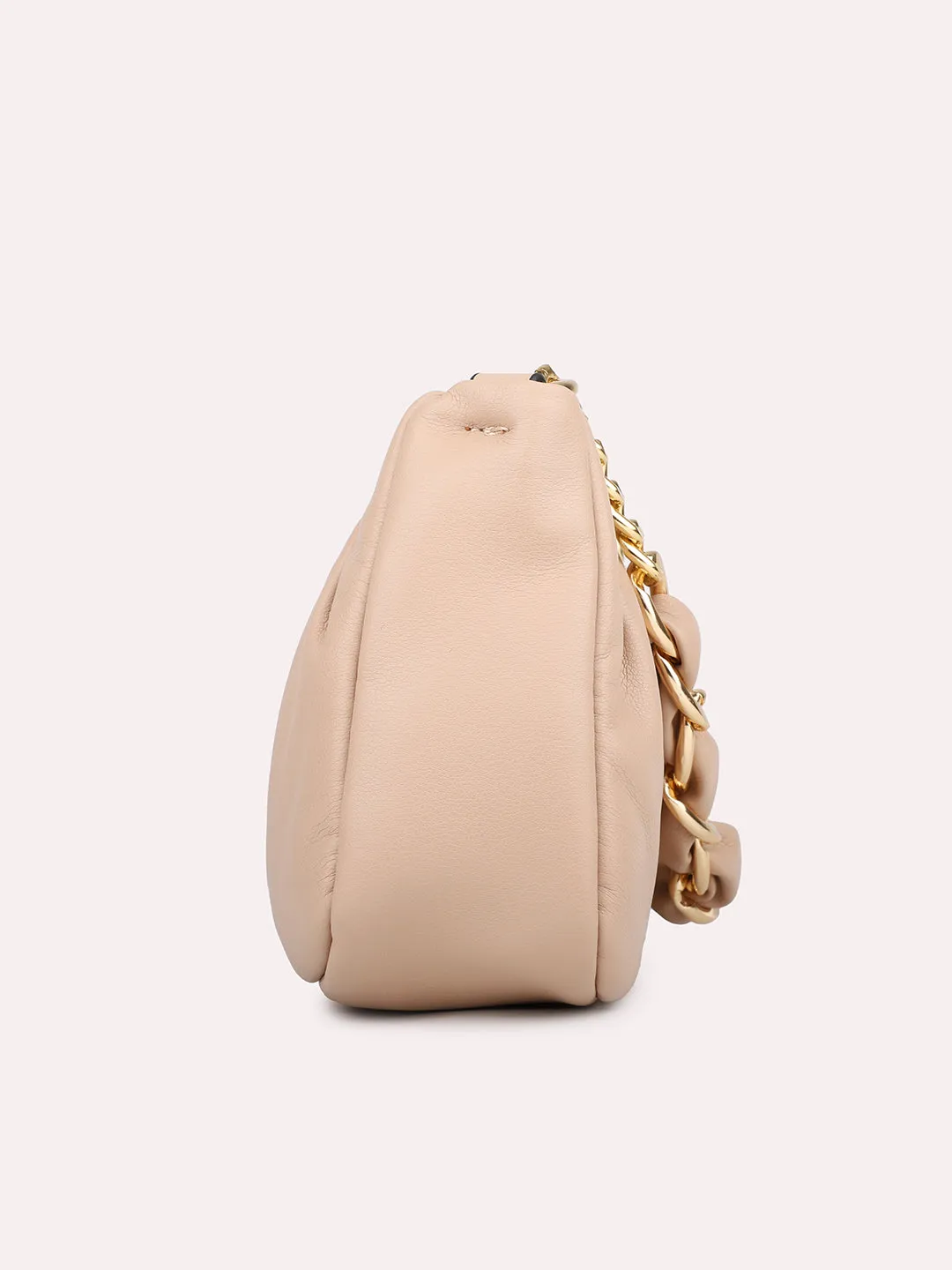 Womens Peach Embellished Sling Bag