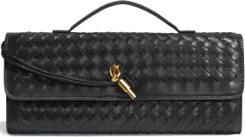 Woven Clutch Purses for Women, Leather Evening Bag Shoulder Handbag Formal Satchel Crossbody Purse Party Bag